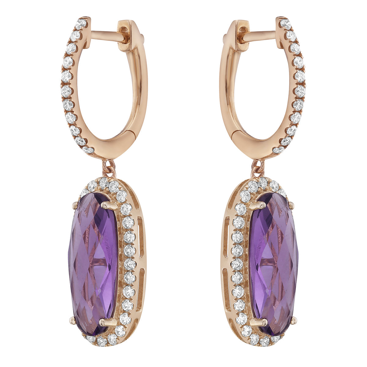 14K Rose Gold Rose De France Earrings, 4.11ct