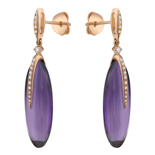 18K Rose Gold Amethyst Earrings, 16.48ct