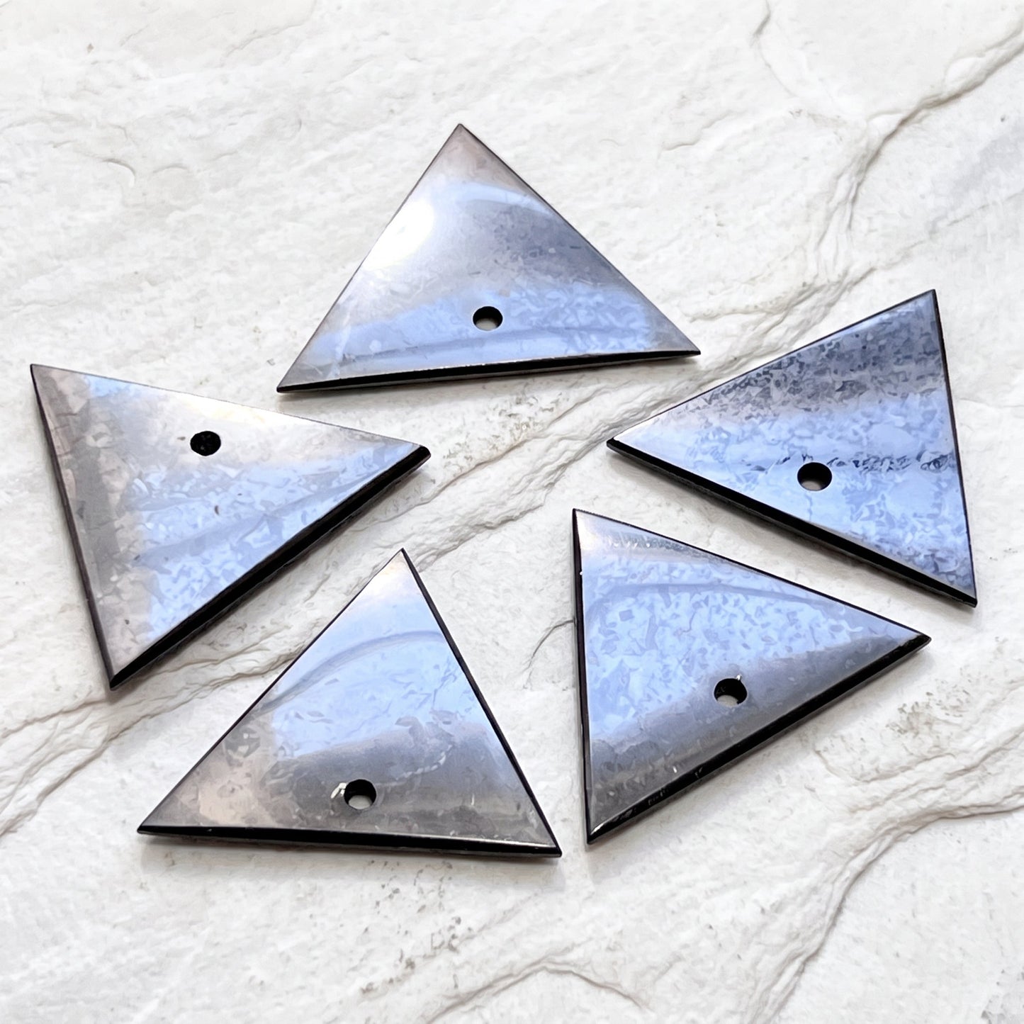 Black Shungite Triangle Drilled Beads Pendant Gemstone Jewelry Necklace Supply