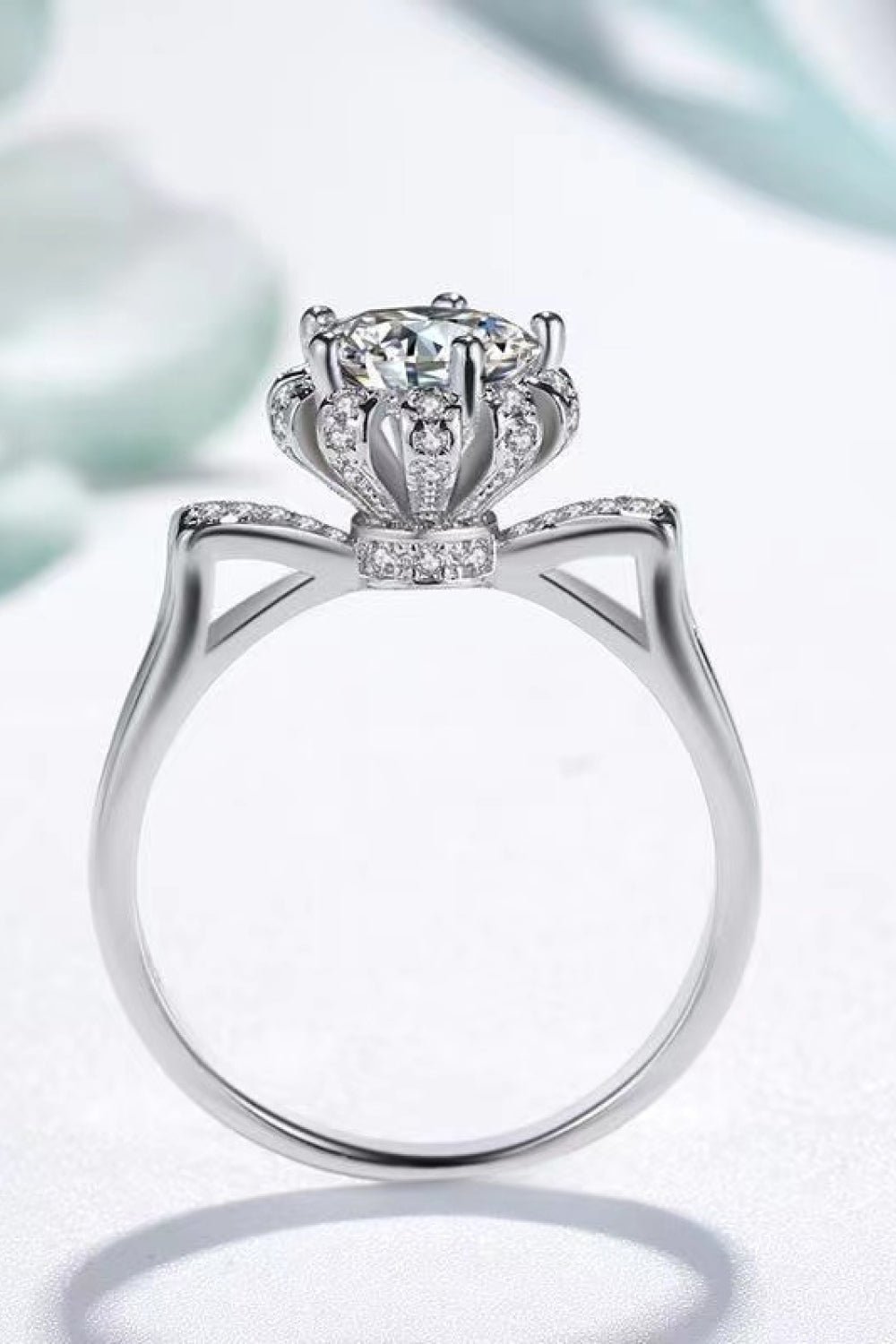 1 Carat Floral Round Brilliant Round Cut Sparkala™ Platinum Over Pure Sterling Silver Ring