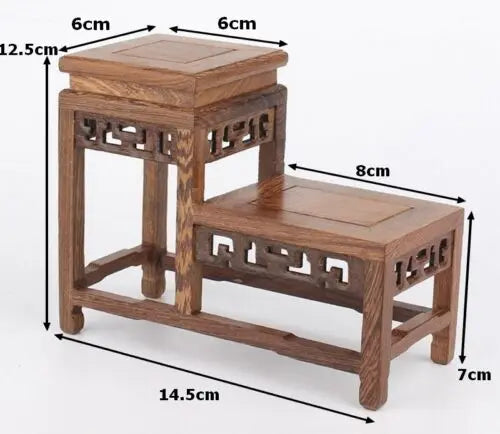 Traditional Chinese Wooden Fishbowl & Bonsai Stand – Carved Pedestal Base for Vases, Teapots & Stones