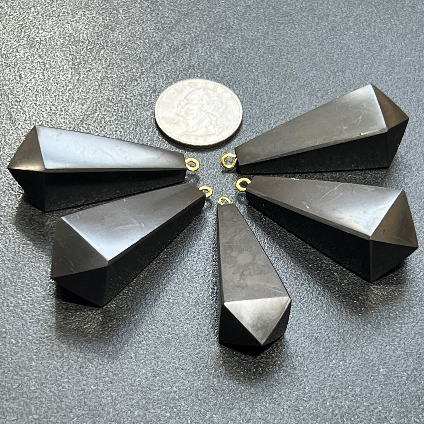 Black Shungite Pendulum Crystal Point Pendant