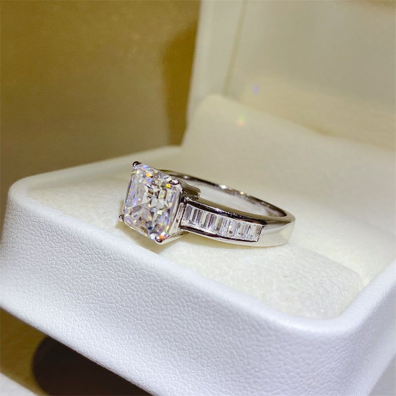 3 Carat Asscher Cut Sparkala™ Pure Sterling Silver Square Shape Ring