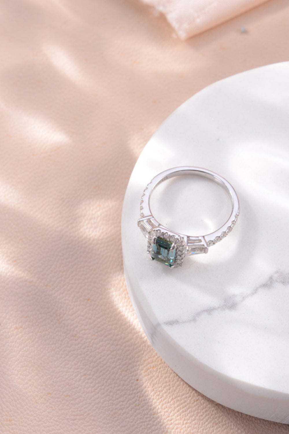 1 Carat Green Emerald-Cut Sparkala™ Platinum Over Pure Sterling Silver Ring