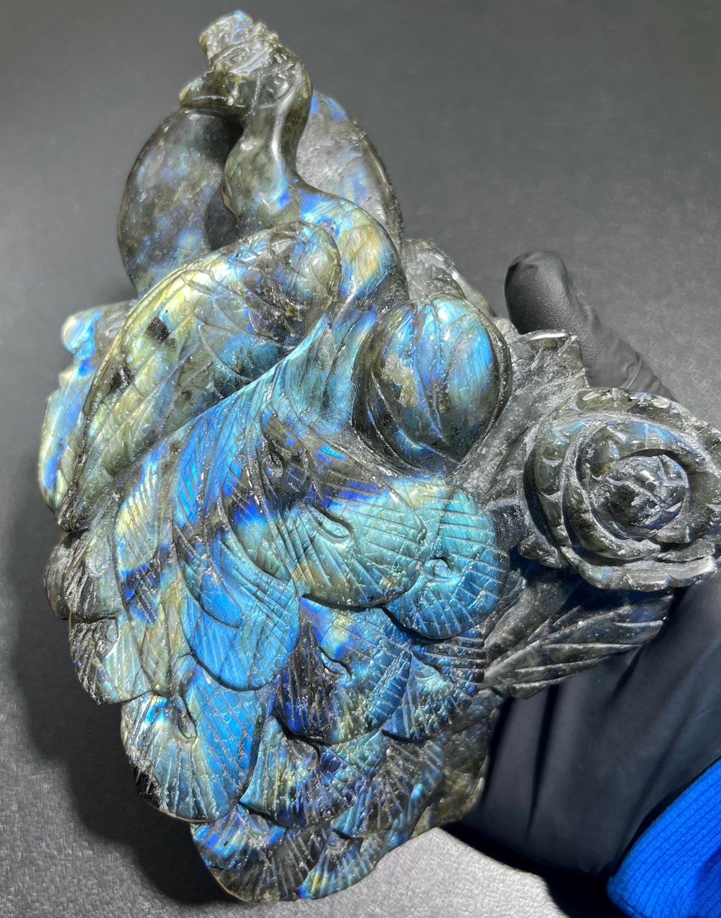 Large Peacock Flashy Labradorite Crystal Carving