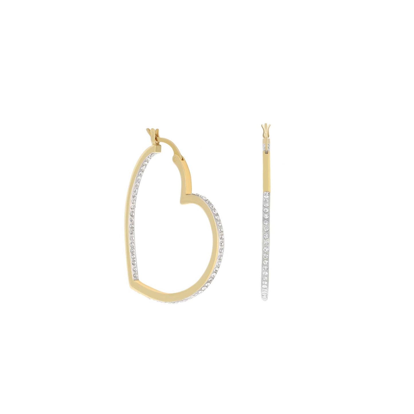 Pave Heart Hoop Earrings