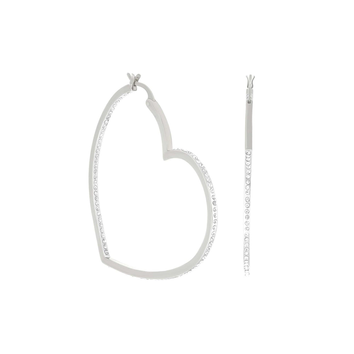 Pave Heart Hoop Earrings