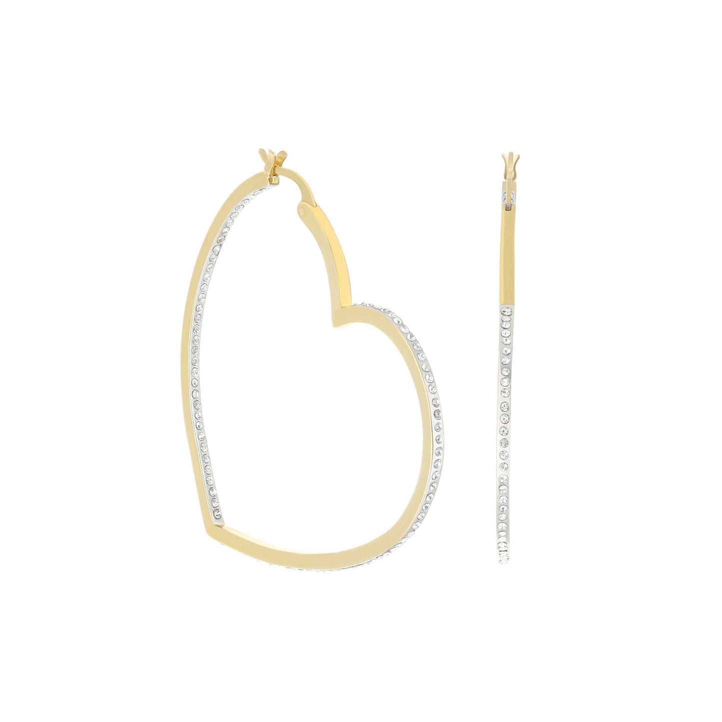 Pave Heart Hoop Earrings
