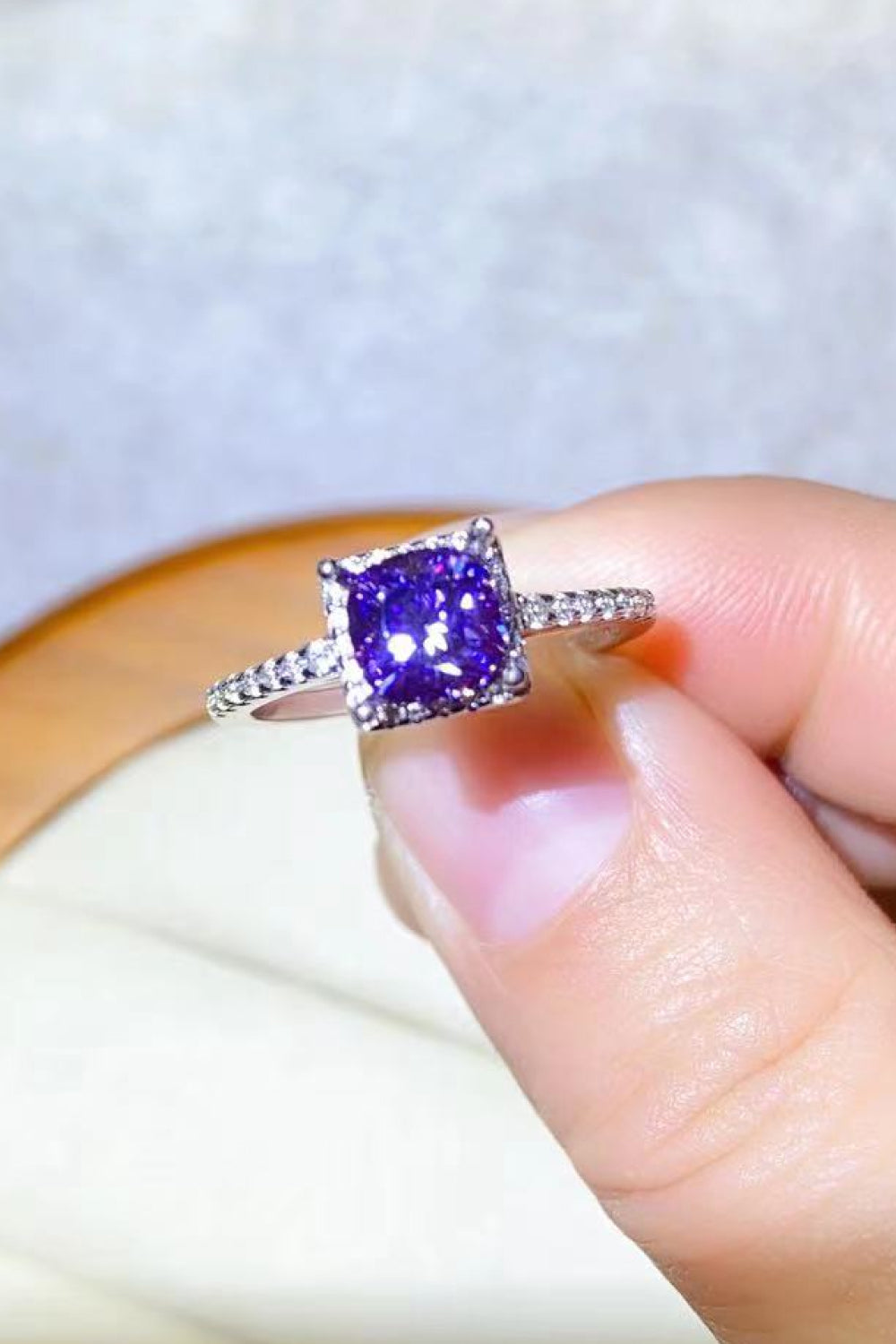 1 Carat Purple Sparkala™ Platinum-Plated Square Ring
