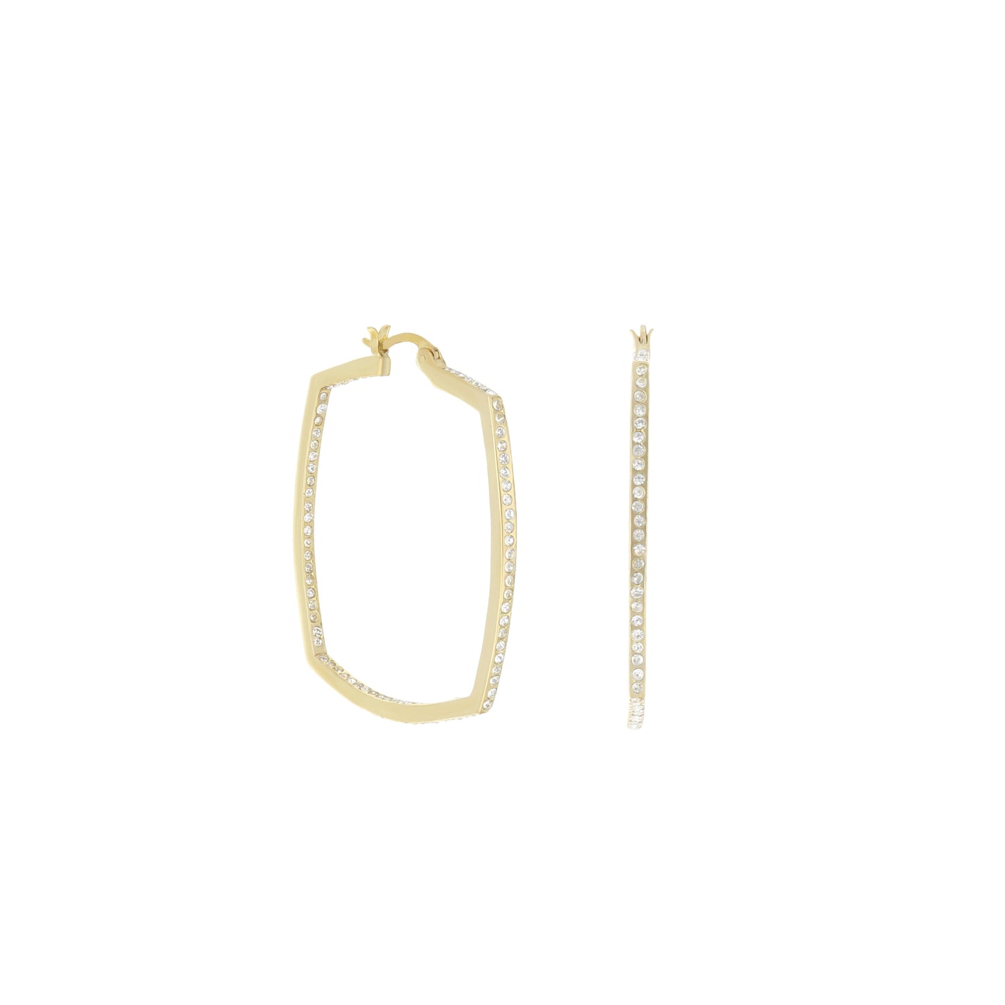 Pave Squared Hoop Earrings
