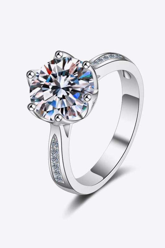 3 Carat Brilliant Round Cut Sparkala™ Rhodium Over Pure Sterling Silver Side Stone Ring