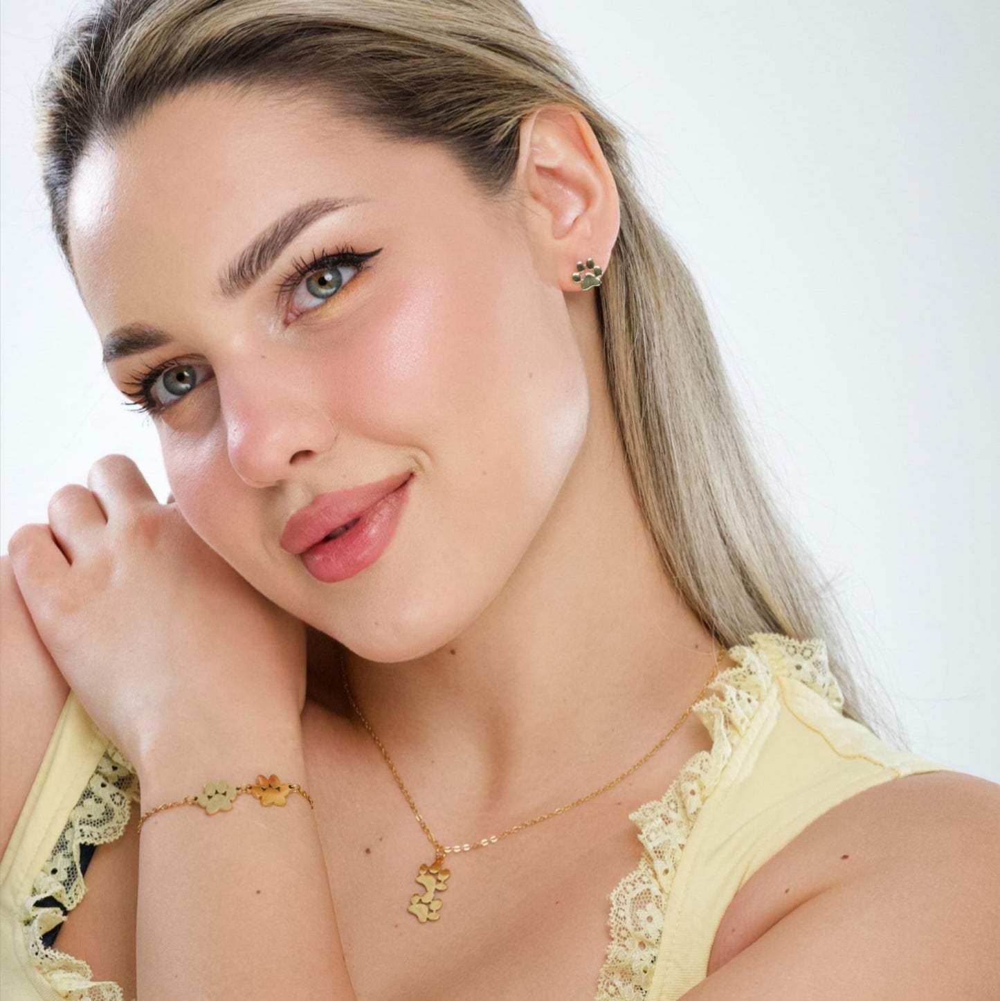 GoldenPaw Paw Print Stud Earrings for Pet Lovers