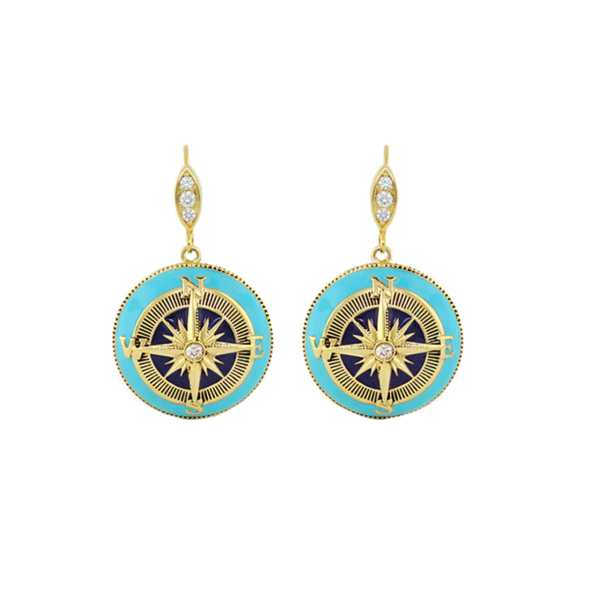Eau Enamel Compass Earrings