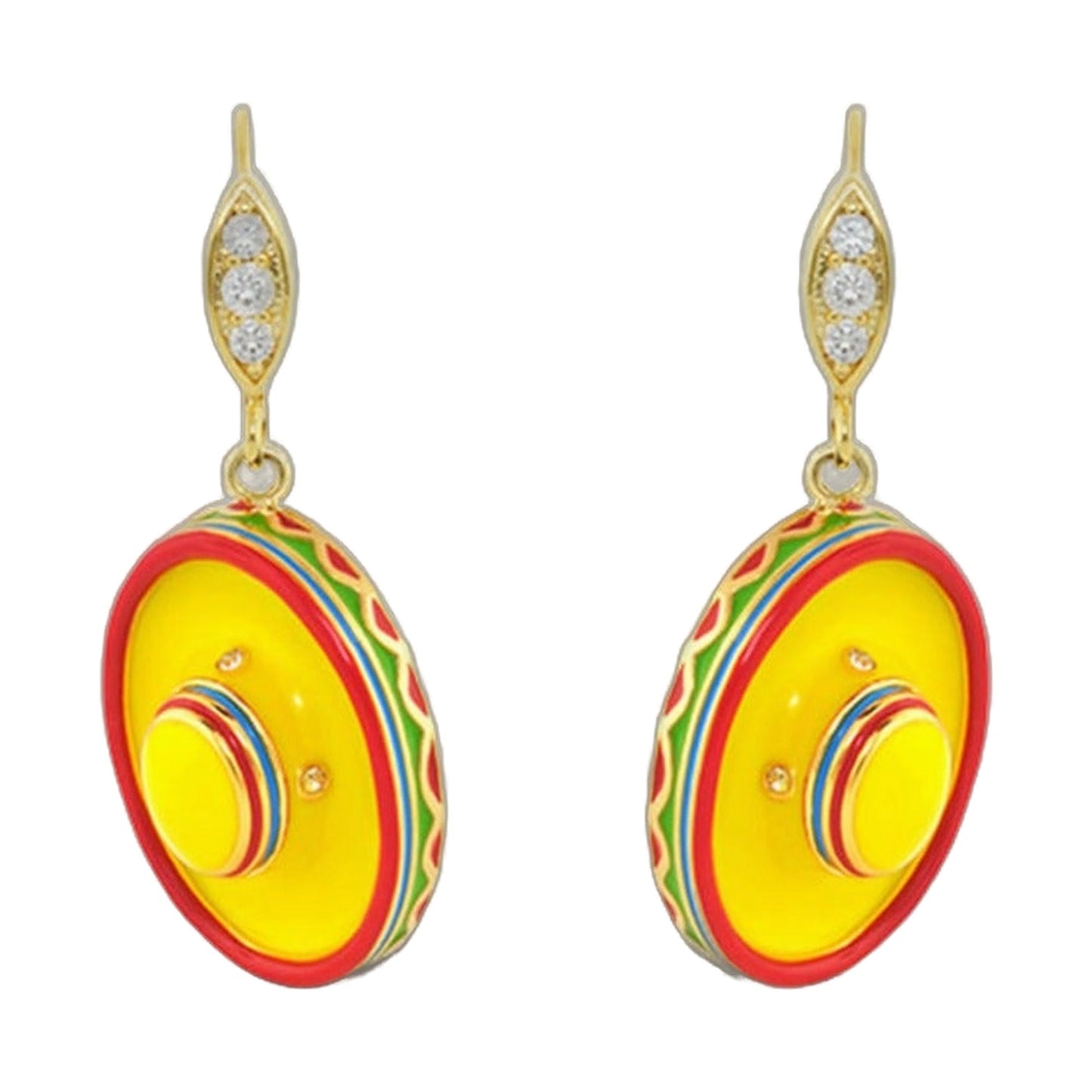 Eau Enamel Mexican Sombrero Earrings