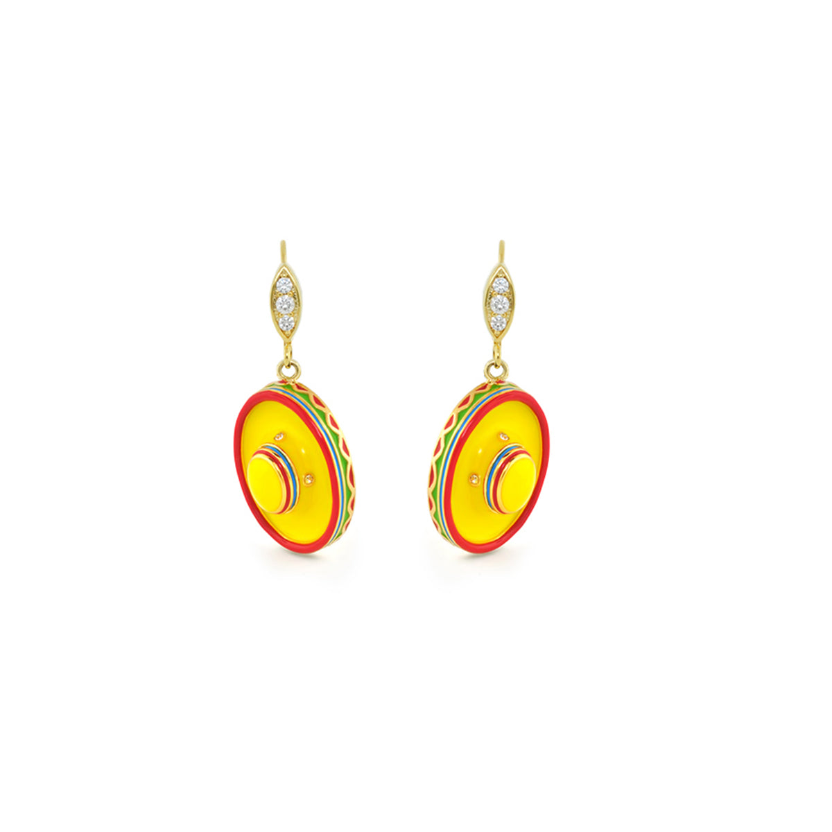 Eau Enamel Mexican Sombrero Earrings