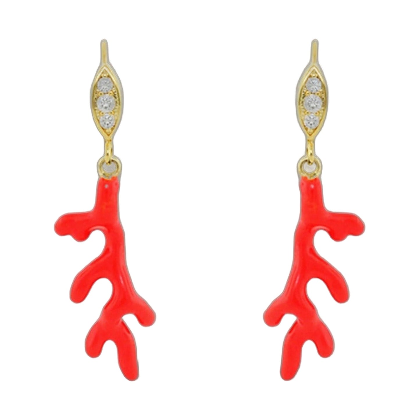Eau Enamel Coral Earrings