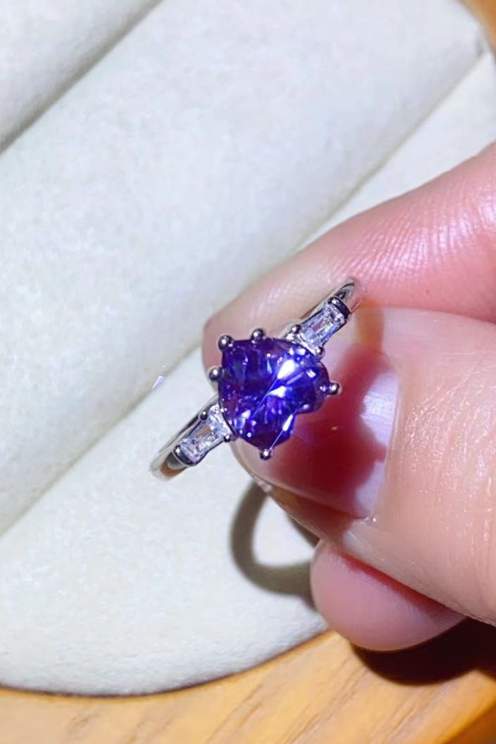 1 Carat Purple Sparkala™ Heart-Shaped Platinum-Plated Ring in Purple