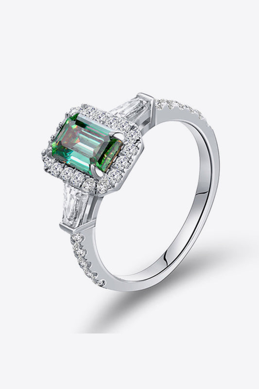 1 Carat Green Emerald-Cut Sparkala™ Platinum Over Pure Sterling Silver Ring