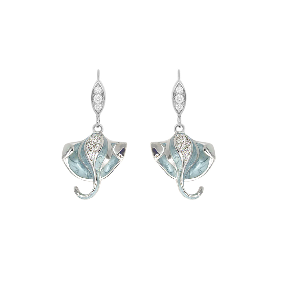 Eau Cubic Zirconia Stingray Earrings