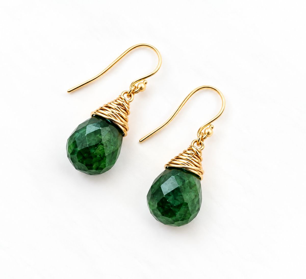 Dainty Green African Jade Earrings – 14K Gold Filled