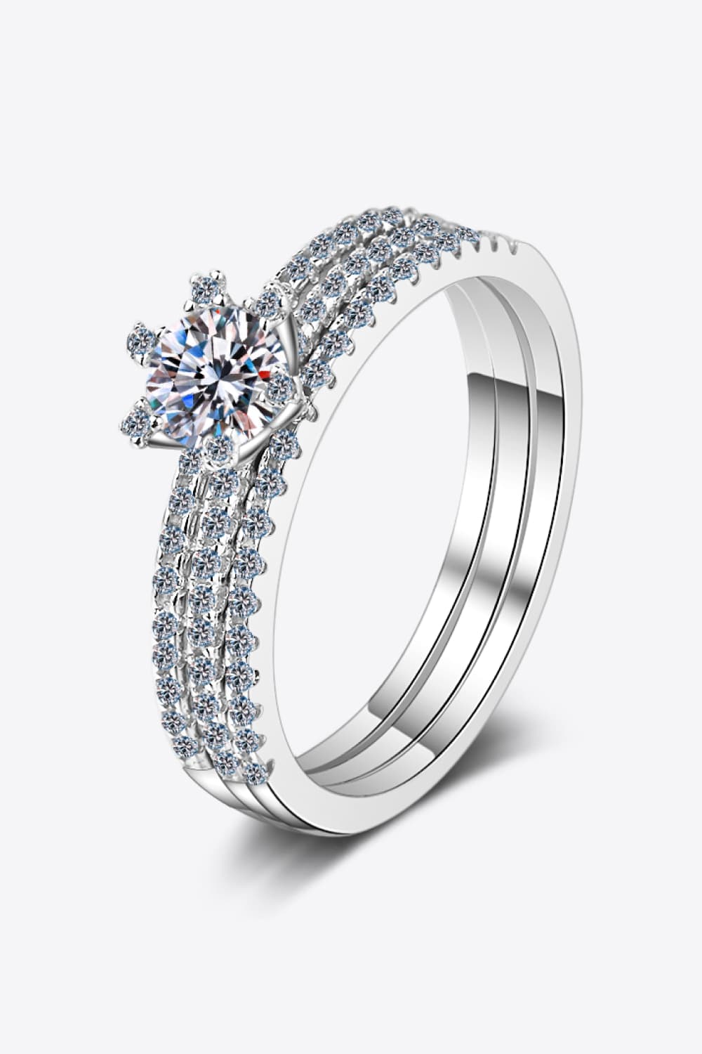Sparkala™ 925 Rhodium Over Pure Sterling Silver Ring Set