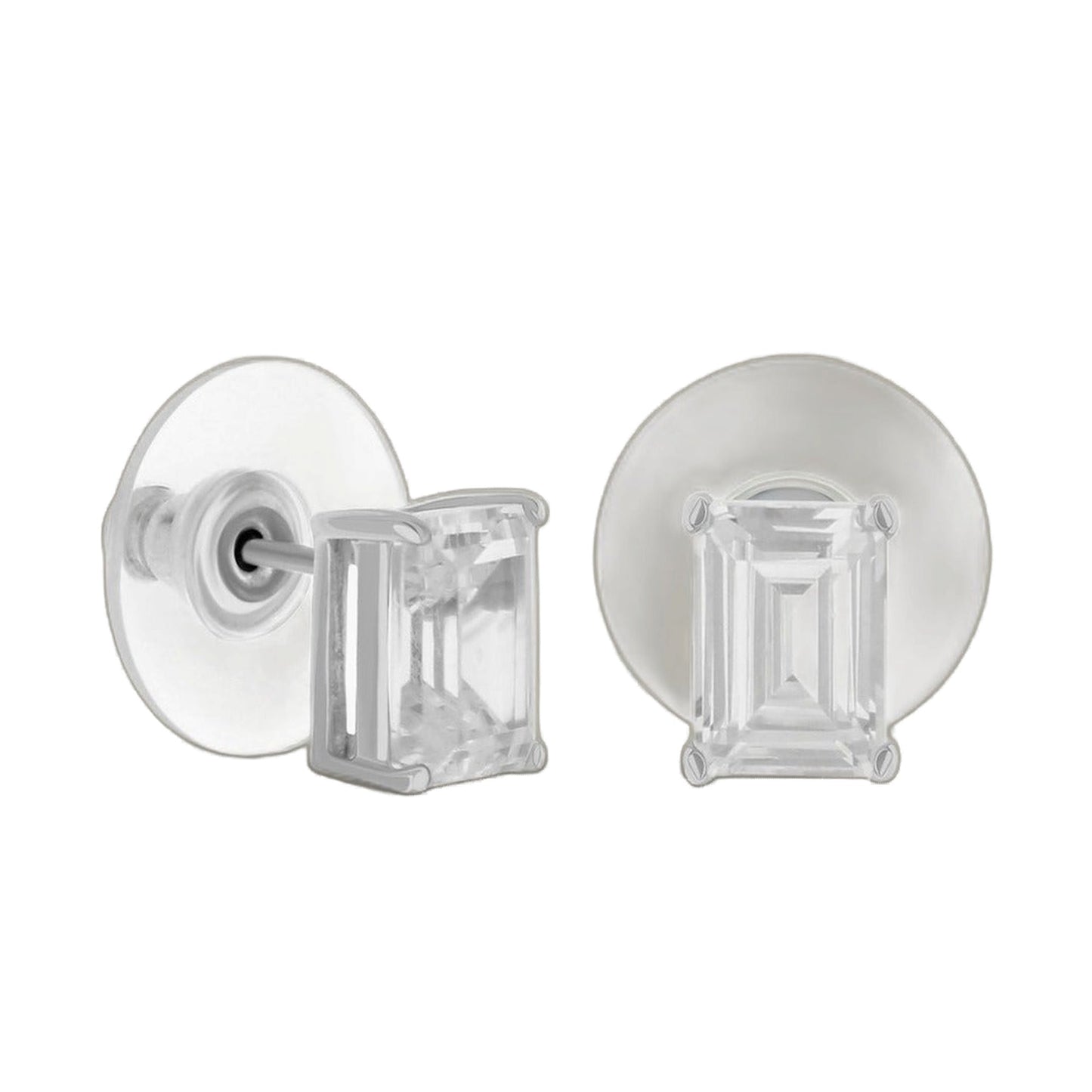 925 Emerald Cut Earrings 2 Ct