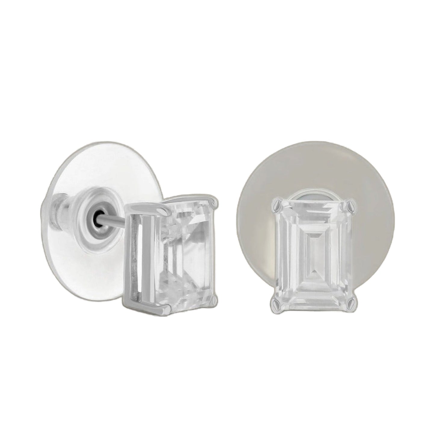 925 Emerald Cut Earrings 2.8 Ct
