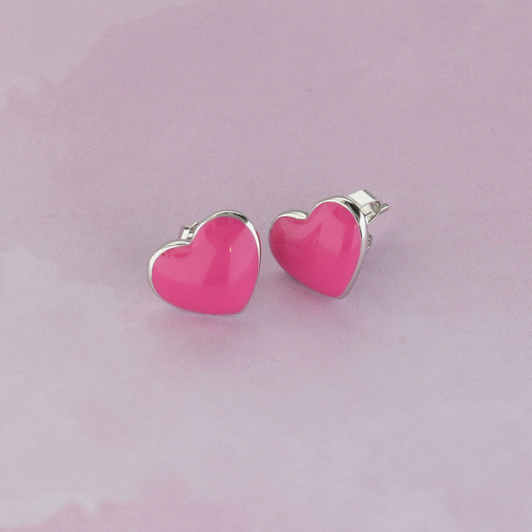 Enamel Heart Stud Earrings