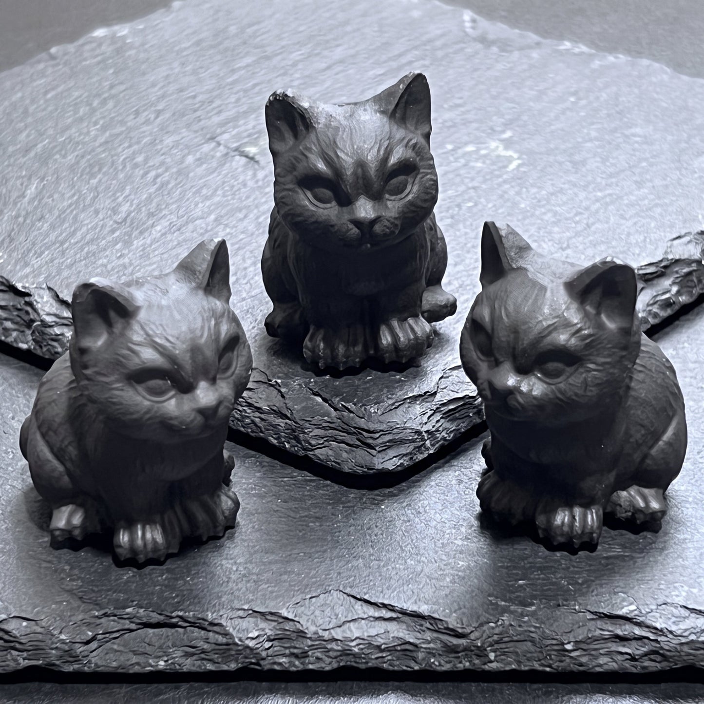 Black Obsidian Cat Kitten Carving