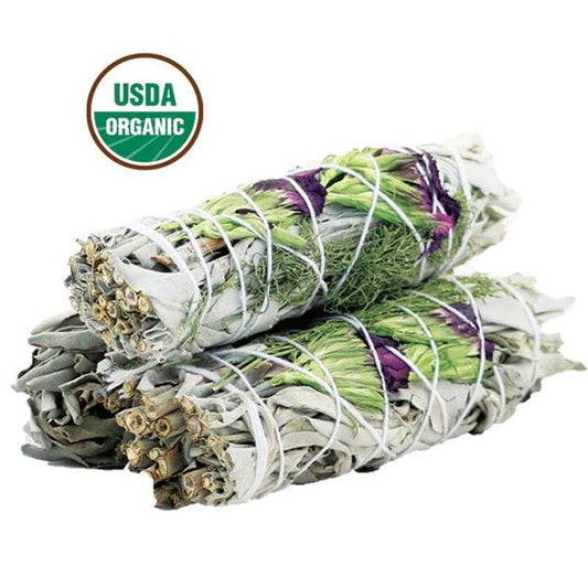 'Good Life' Floral White Sage Smudge Stick (4 in.)