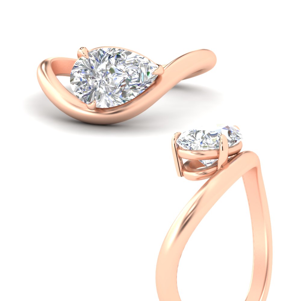 Pear Shaped Curve Shank Solitaire Diamond Ring