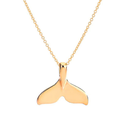 Gold Whale Tail Necklace – Ocean-Inspired Pendant on 18" Gold Filled Chain