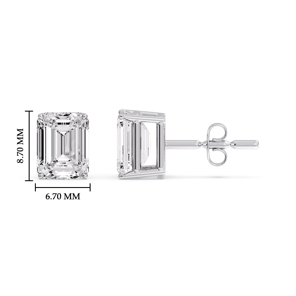 Emerald Cut Diamond Stud Earrings