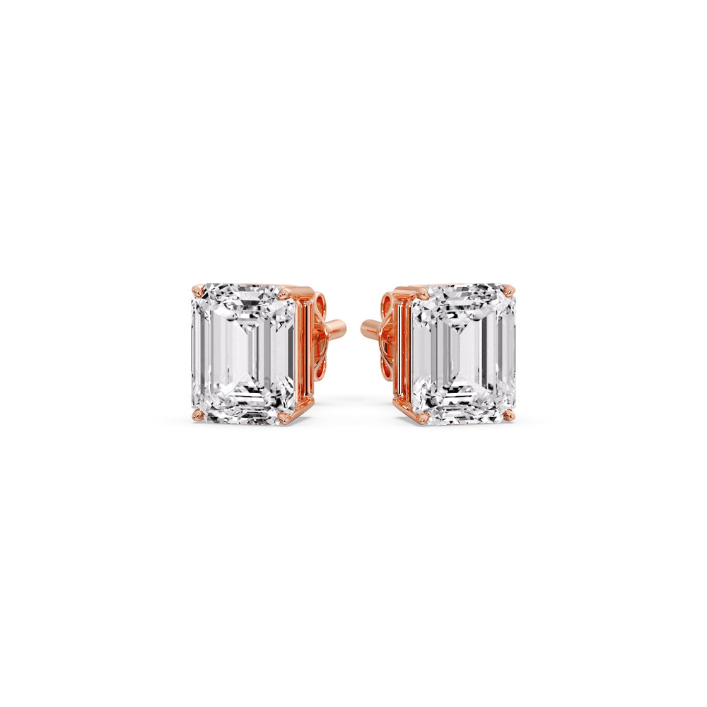 Emerald Cut Diamond Stud Earrings