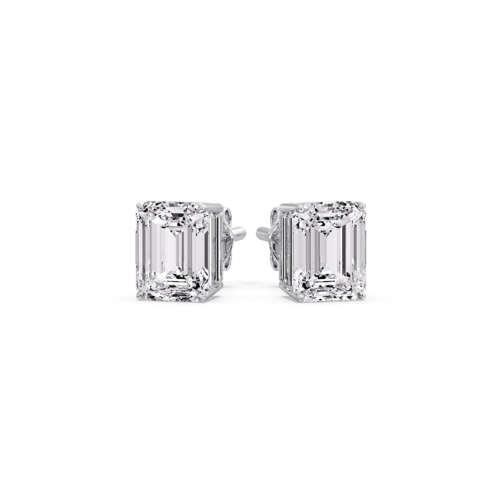Emerald Cut Diamond Stud Earrings