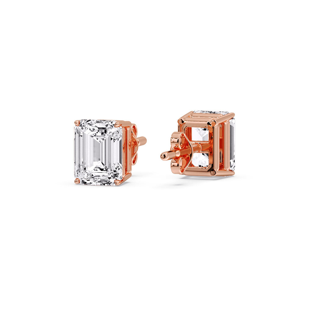 Emerald Cut Diamond Stud Earrings