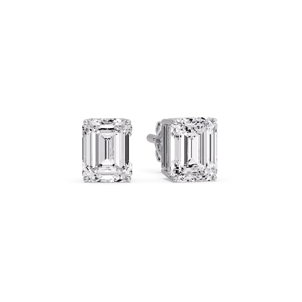 Emerald Cut Diamond Stud Earrings