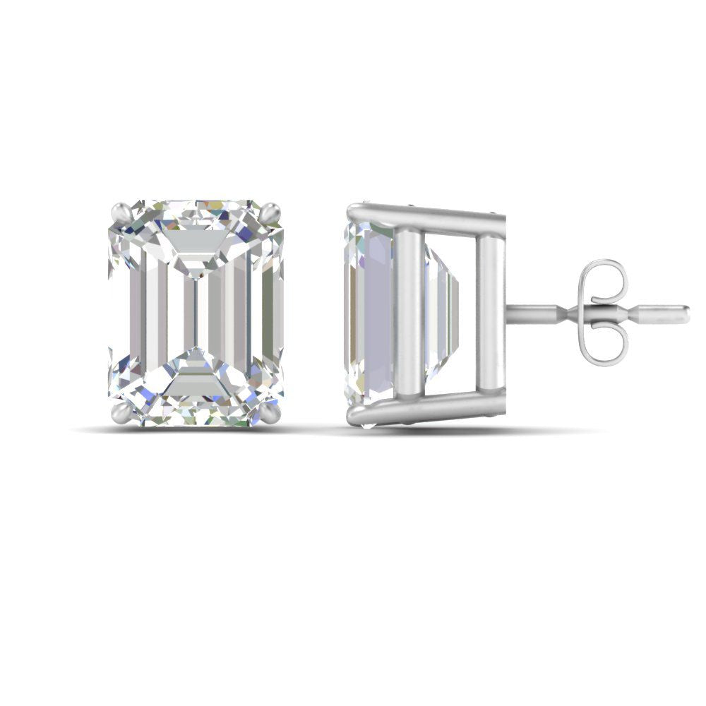 Emerald Cut Diamond Stud Earrings