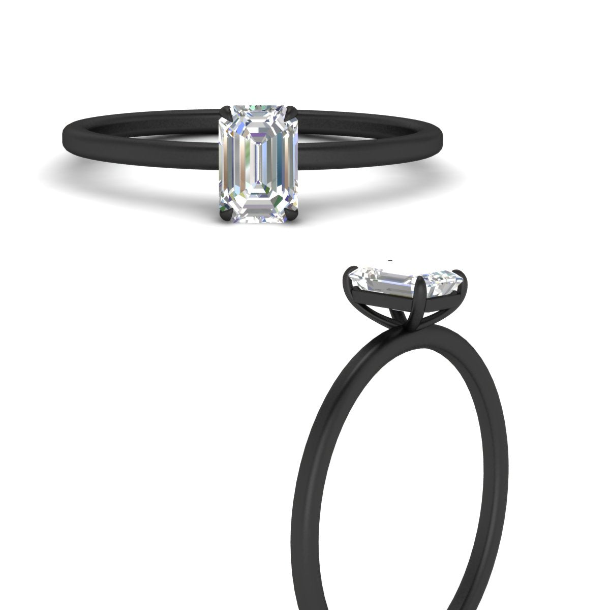 Emerald Cut Thin Shank Classic Solitaire Engagement Ring