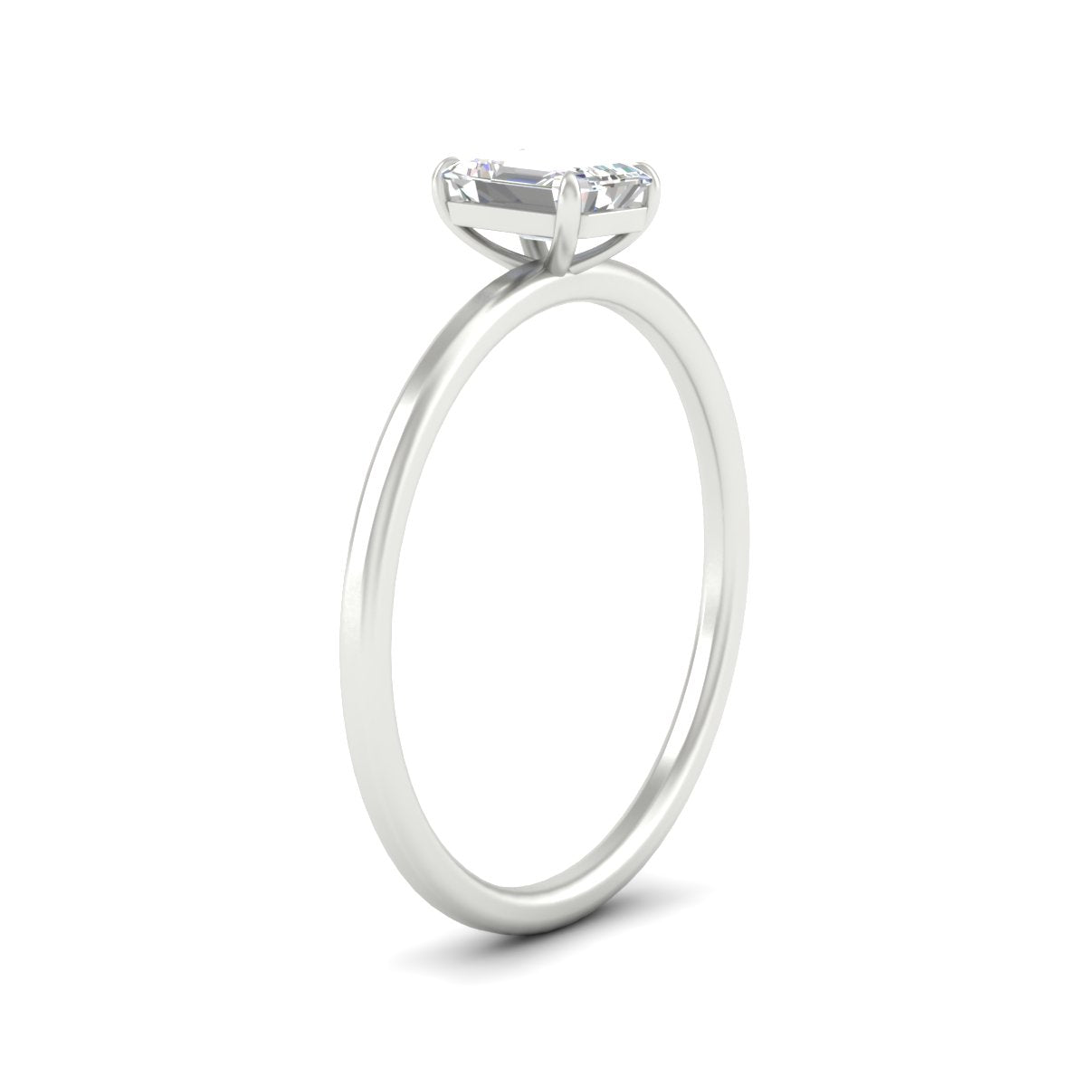 Emerald Cut Thin Shank Classic Solitaire Engagement Ring