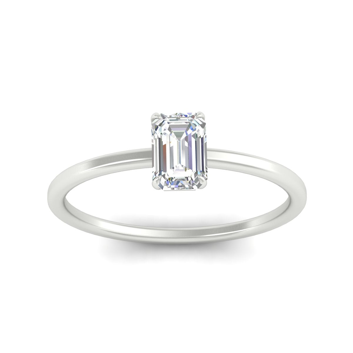 Emerald Cut Thin Shank Classic Solitaire Engagement Ring