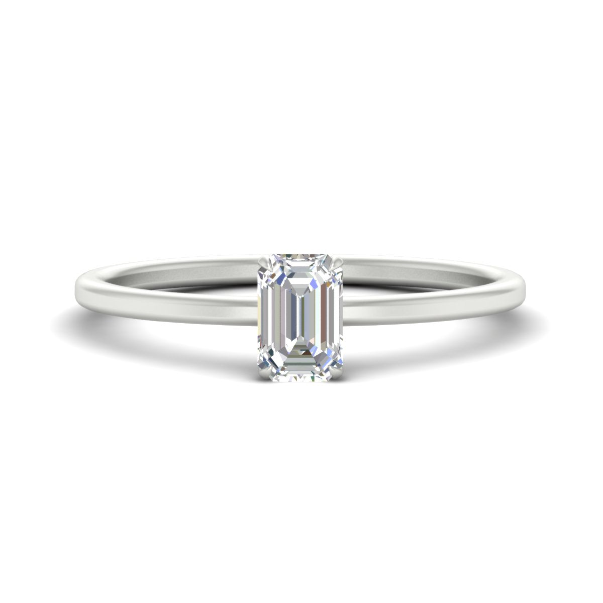 Emerald Cut Thin Shank Classic Solitaire Engagement Ring