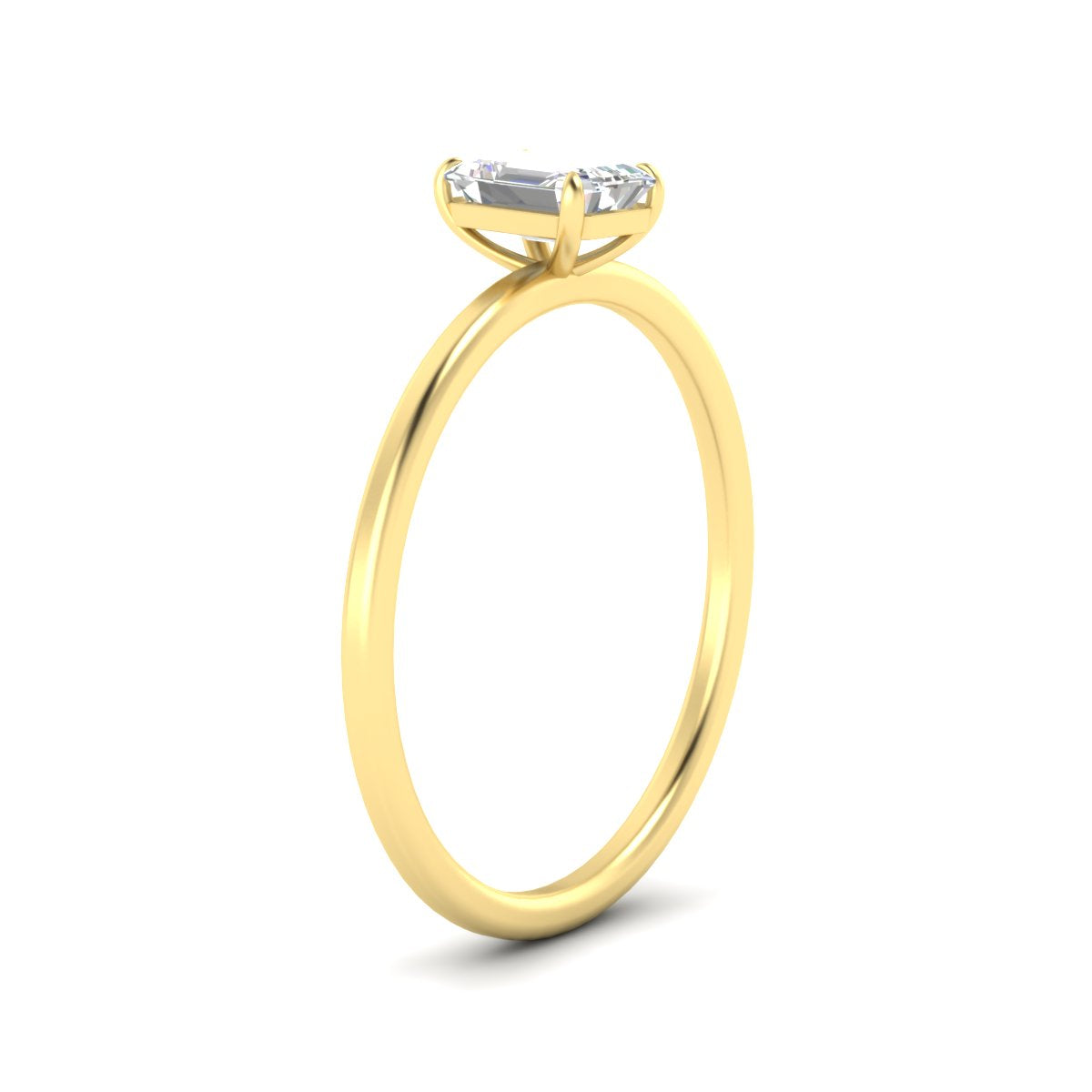 Emerald Cut Thin Shank Classic Solitaire Engagement Ring