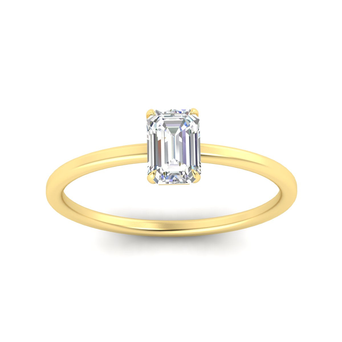 Emerald Cut Thin Shank Classic Solitaire Engagement Ring