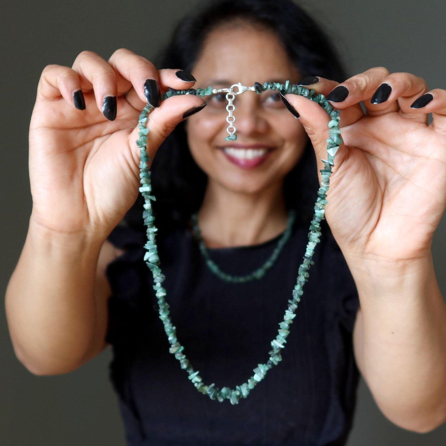 Emerald Necklace Elevated Energy Stone Sterling Silver