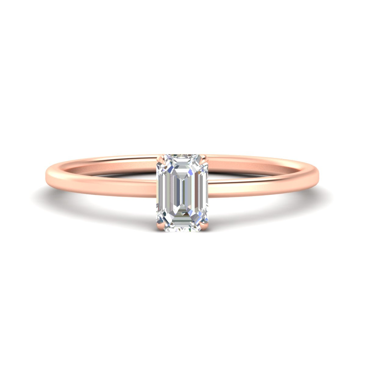 Emerald Cut Thin Shank Classic Solitaire Engagement Ring