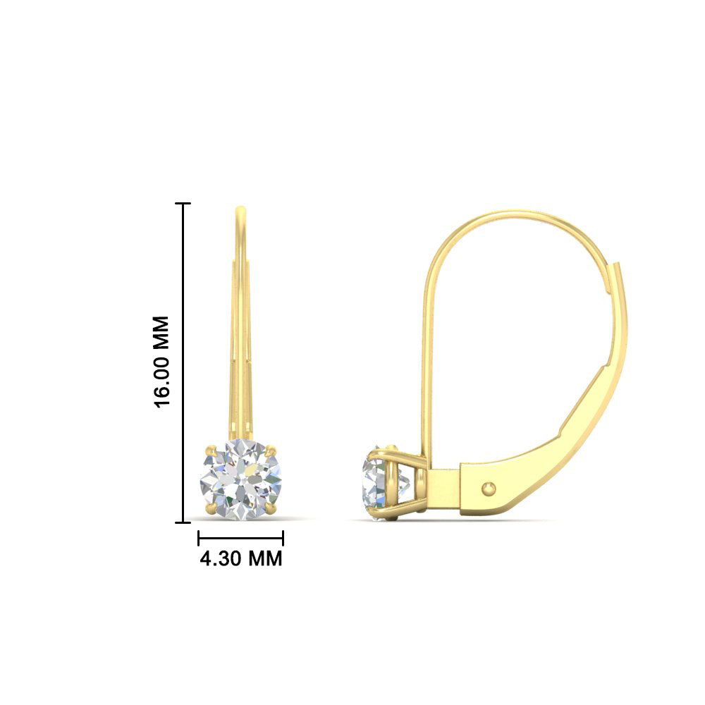 Small Round Diamond Studs Lever Back Earring