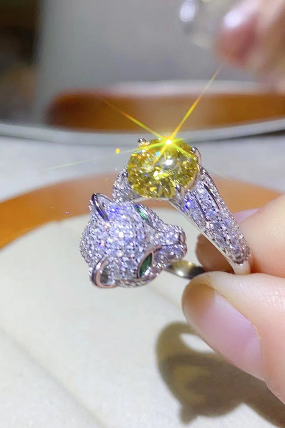 2 Carat Yellow Yellow Sparkala™ Animal Bypass Ring (Platinum Over Pure Sterling Silver)