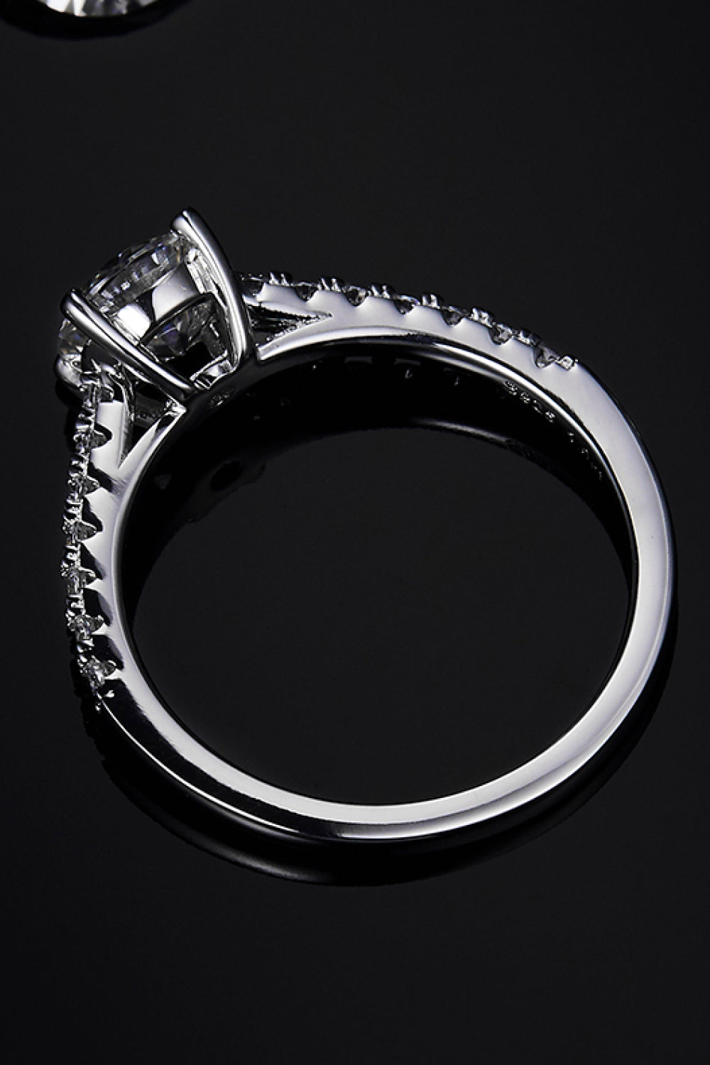 1 Carat Brilliant Round Cut Sparkala™ Platinum Over Pure Sterling Silver Side Stone Ring