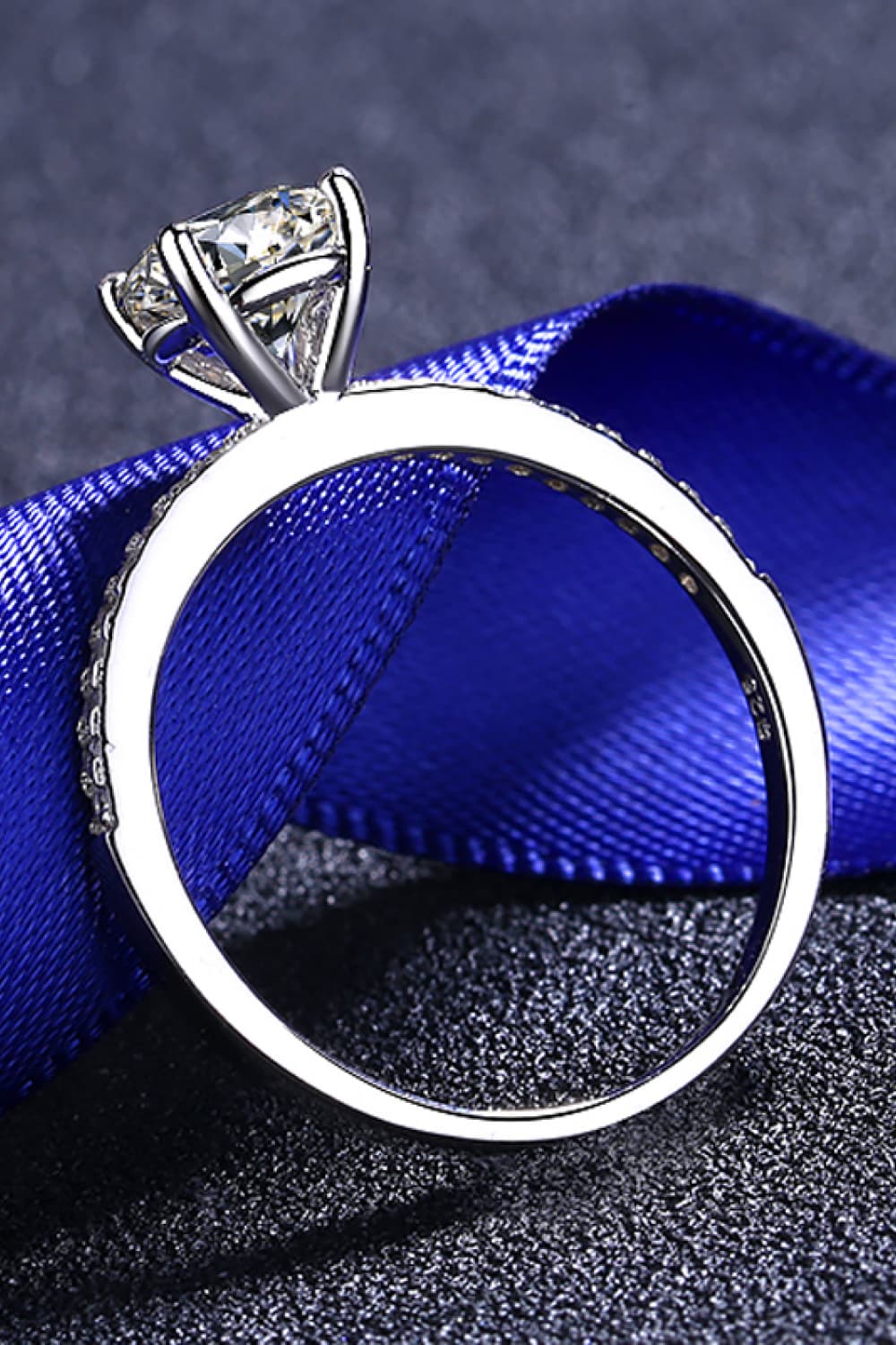 1 Carat Brilliant Round Cut Sparkala™ Rhodium-Plated Side Stone Ring